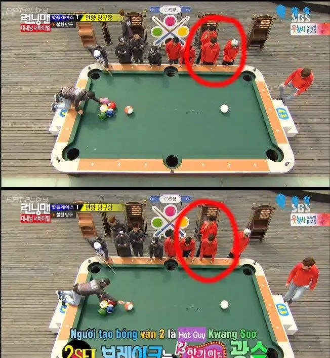 Hình ảnh Ji Suk Jin đứng phía sau nhưng vẫn bị lọt vào ống kính máy quay. (Ảnh : BlogAnChoi). Hình ảnh Ji Suk Jin đứng phía sau nhưng vẫn bị lọt vào ống kính máy quay. (Ảnh : BlogAnChoi).