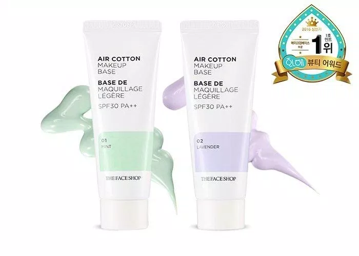 Kem lót hiệu chỉnh tông da The Face Shop Air Cotton Make Up Base. (ảnh: internet)