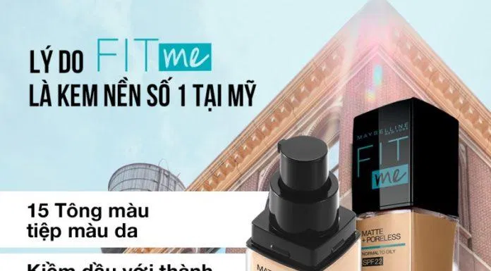 Công dụng của kem nền mịn nhẹ, kiềm dầu, chống nắng Maybelline Fit Me Matte Poreless Foundation SPF 22. (ảnh: internet)