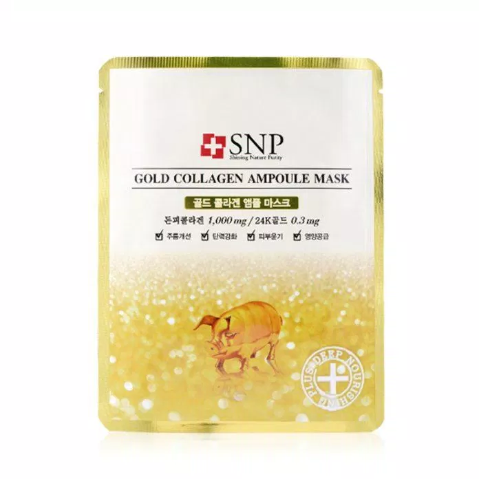 Mặt nạ collagen tinh chất vàng SNP Gold Collagen Ampoule Mask. (ảnh: internet)