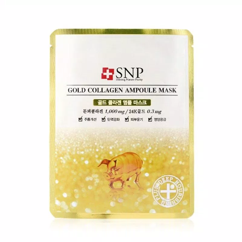 Mặt nạ collagen tinh chất vàng SNP Gold Collagen Ampoule Mask. (ảnh: internet)
