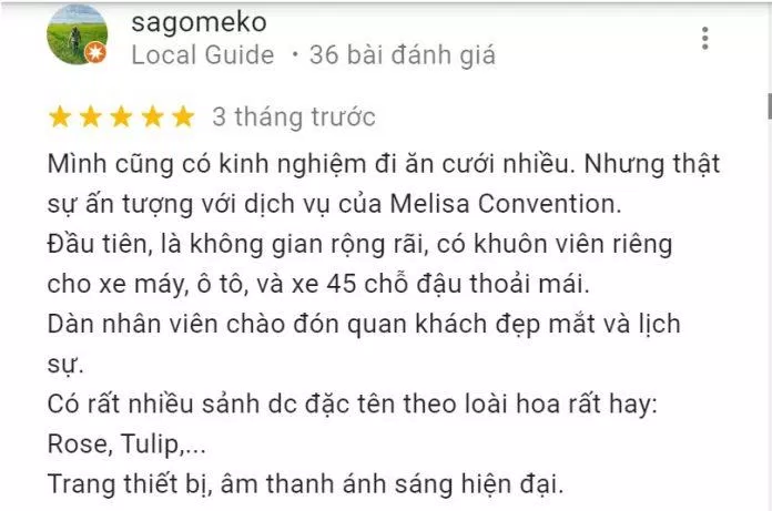 Đánh giá của khách hàng về Melisa Center. (Ảnh: BlogAnChoi)