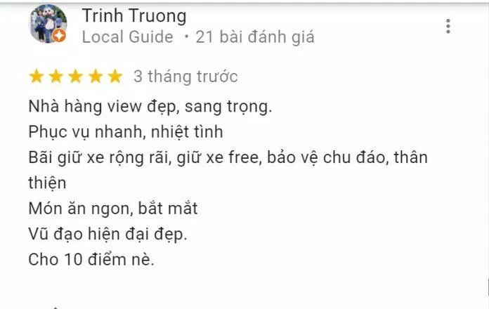 Đánh giá của khách hàng về Hương Phố. (Ảnh: BlogAnChoi)