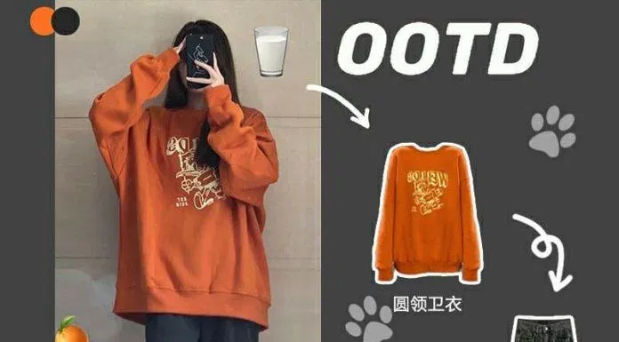 Quần ống rộng sắn gấu phối áo sweater cam (Nguồn: Internet)