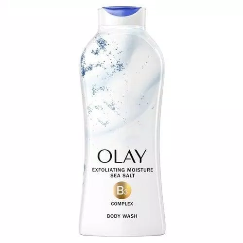 Sữa tắm Olay Exfoliating Moisture Sea Salt có chứa muối biển làm sạch da hiệu quả ( Nguồn: internet)