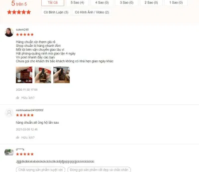 Đánh giá tích cực của khách hàng về sản phẩm trên trang Shopee (ảnh: BlogAnChoi).