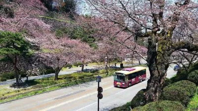 Xe buýt Kenrokuen Shuttle là một trong những phương tiện đưa du khách đến tham quan vườn Kenrokuen (Ảnh: Internet).