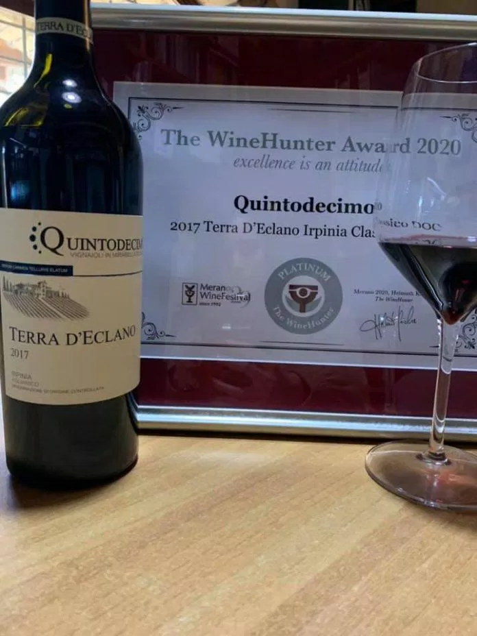 Rượu vang Quintodecimo được trao giải thưởng quốc tế (Ảnh: Internet).