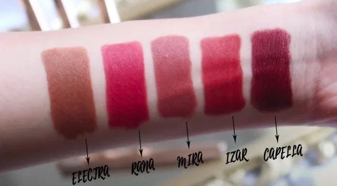 5 màu son Electra, Rana, Mira, Izar, Capella được ra mắt vào cuối năm 2020 của dòng son Lustre Ultra Slim Matte Lipstick. (ảnh: internet)