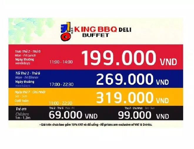Bảng giá tại King BBQ (Ảnh Internet)