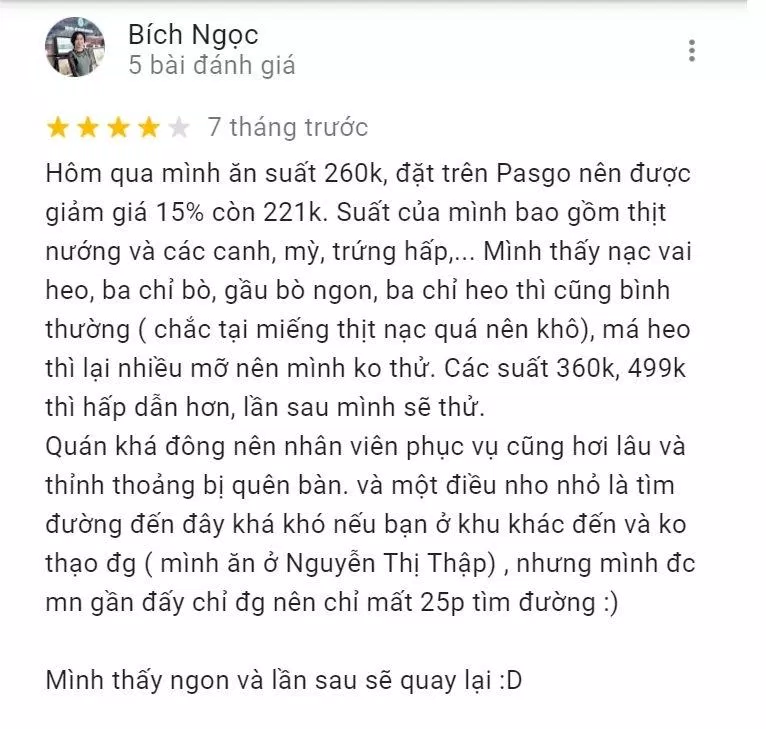 Đánh giá của khách hàng về Box BBQ (Nguồn: Internet)