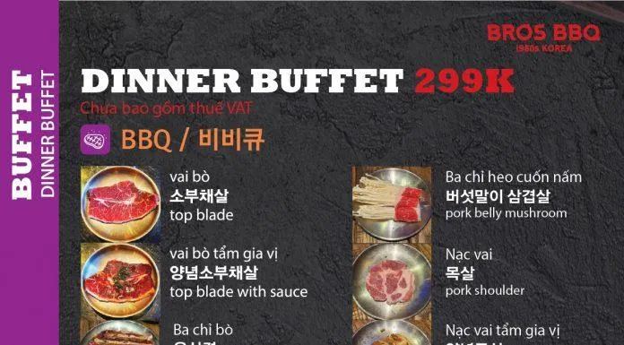 Menu và bảng giá tại Bros BBQ (Ảnh Bros BBQ)
