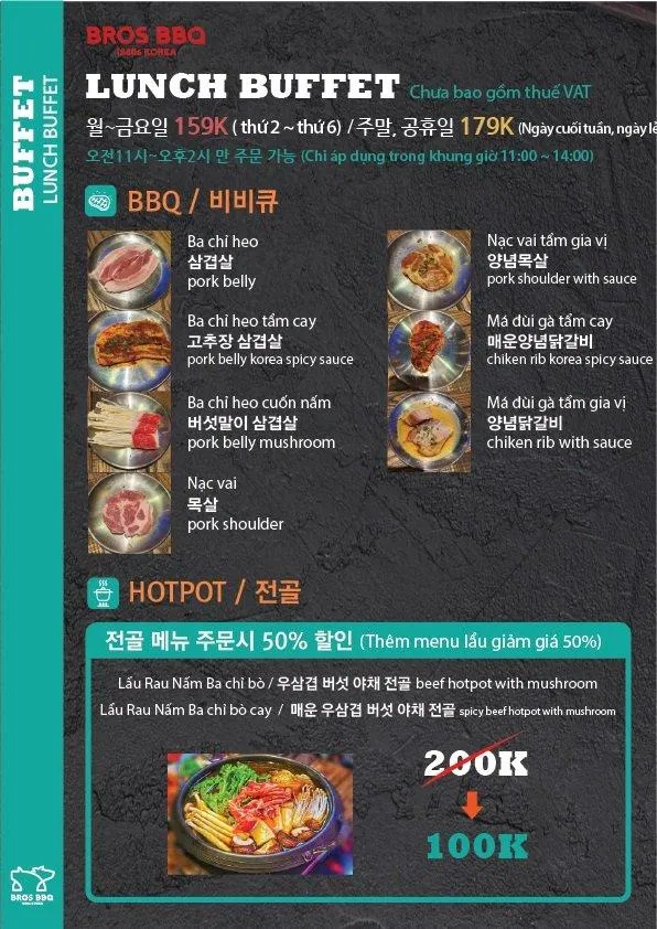 Menu và bảng giá tại Bros BBQ (Ảnh Bros BBQ)