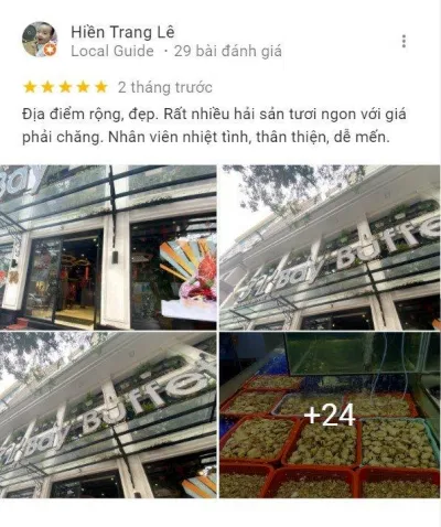 Đánh giá của khách hàng về Bay Seafood Buffet - Hồ Gươm (Nguồn: Internet) Đánh giá của khách hàng về Bay Seafood Buffet - Hồ Gươm (Nguồn: Internet)