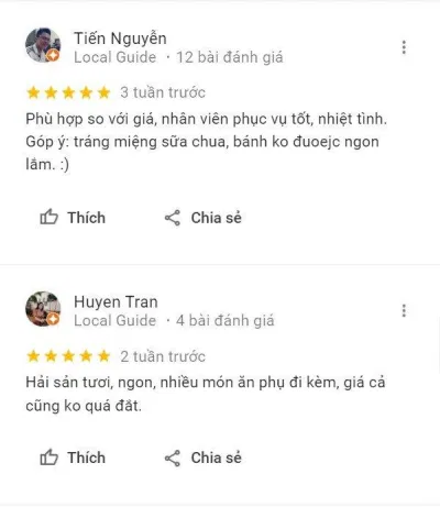 Đánh giá của khách hàng về Bay Seafood Buffet - Hồ Gươm (Nguồn: Internet) Đánh giá của khách hàng về Bay Seafood Buffet - Hồ Gươm (Nguồn: Internet)