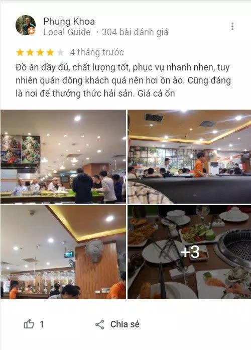 Đánh giá của khách hàng về Buffet hải sản Chef Dzung (Nguồn: Internet)