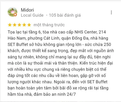Đánh giá của khách hàng về SET Buffet (Nguồn: Internet) Đánh giá của khách hàng về SET Buffet (Nguồn: Internet)