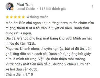 Đánh giá của khách hàng về Bún chả que tre Bình Chung (Nguồn: Internet) Đánh giá của khách hàng về Bún chả que tre Bình Chung (Nguồn: Internet)
