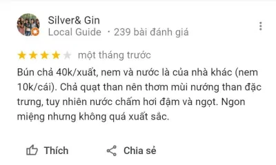 Đánh giá của khách hàng về Bún chả Hàng Quạt (Nguồn: BlogAnChoi) Đánh giá của khách hàng về Bún chả Hàng Quạt (Nguồn: BlogAnChoi)