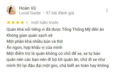 Đánh giá của khách hàng về Bún chả Hương Liên (Nguồn: BlogAnChoi) Đánh giá của khách hàng về Bún chả Hương Liên (Nguồn: BlogAnChoi)