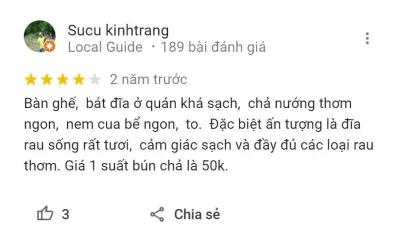 Đánh giá của khách hàng về Bún chả Ngọc Xuân (Nguồn: BlogAnChoi) Đánh giá của khách hàng về Bún chả Ngọc Xuân (Nguồn: BlogAnChoi)