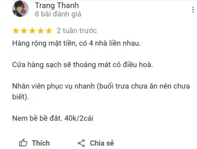 Đánh giá của khách hàng về Bún chả Sinh Từ (Nguồn: BlogAnChoi) Đánh giá của khách hàng về Bún chả Sinh Từ (Nguồn: BlogAnChoi)