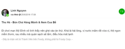 Đánh giá của khách hàng về Bún chả Thu Hà (Nguồn: BlogAnChoi) Đánh giá của khách hàng về Bún chả Thu Hà (Nguồn: BlogAnChoi)