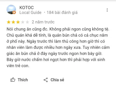Đánh giá của khách hàng về Bún Chả 109 (Nguồn: BlogAnChoi) Đánh giá của khách hàng về Bún Chả 109 (Nguồn: BlogAnChoi)