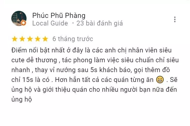 Đánh giá của khách hàng về Bủng Buffet (Nguồn: Internet)