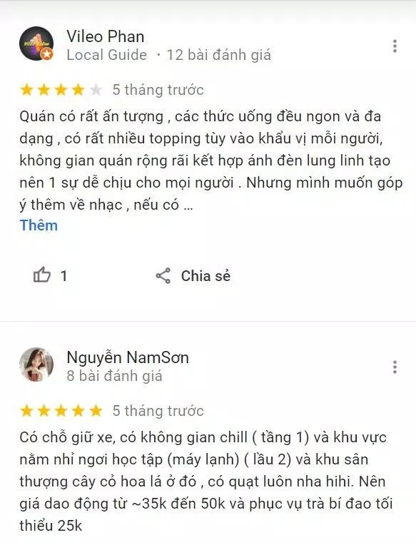 Review của khách hàng về Chago Tea cơ sở TPHCM (Ảnh BlogAnChoi)