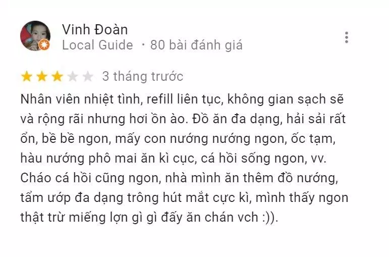 Đánh giá của khách hàng về Nhà hàng Buffet Chef Dzung (Nguồn: Internet) Đánh giá của khách hàng về Nhà hàng Buffet Chef Dzung (Nguồn: Internet)