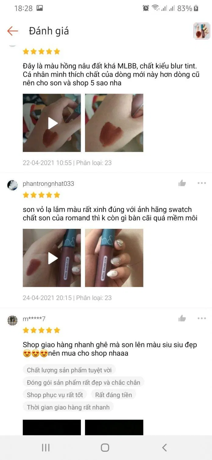 Đánh giá trên Shopee của khách hàng đã sử dụng sản phẩm (Ảnh: BlogAnChoi).