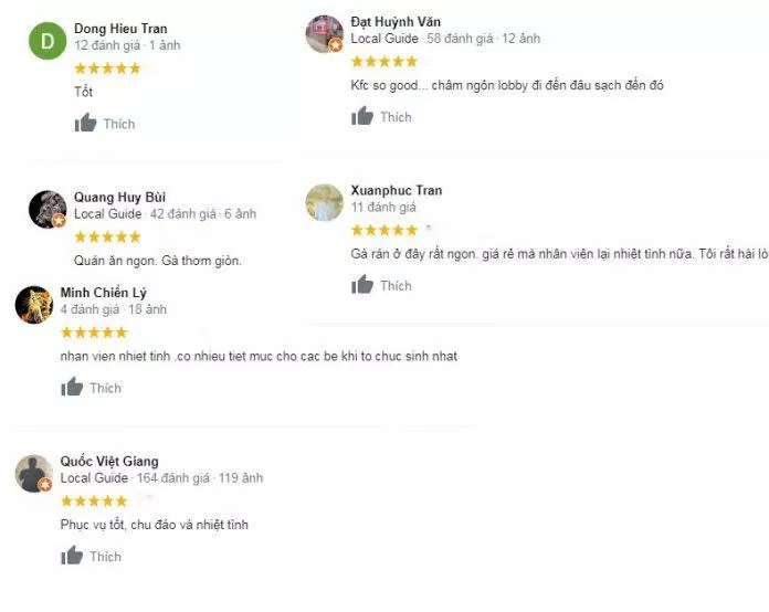 Đánh giá khách hàng về cửa hàng KFC Lý Thường Kiệt. (Ảnh : BlogAnChoi). Đánh giá khách hàng về cửa hàng KFC Lý Thường Kiệt. (Ảnh : BlogAnChoi).