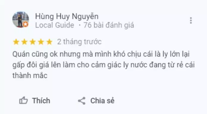 Review của khách hàng về Sinh tố & Nước ép Nho Xanh (ảnh: BlogAnChoi)