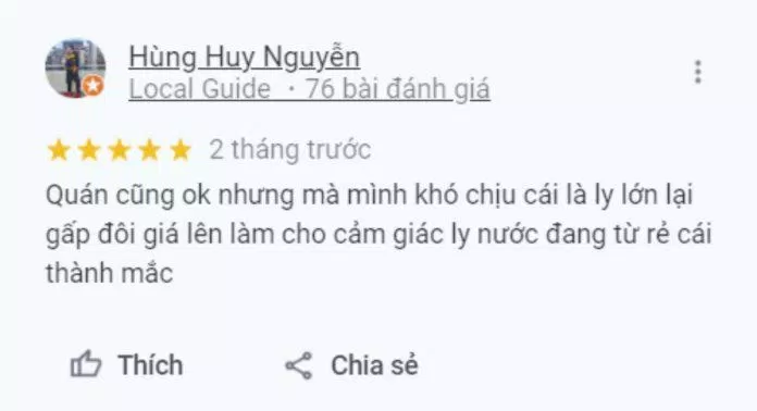 Review của khách hàng về Sinh tố & Nước ép Nho Xanh (ảnh: BlogAnChoi)
