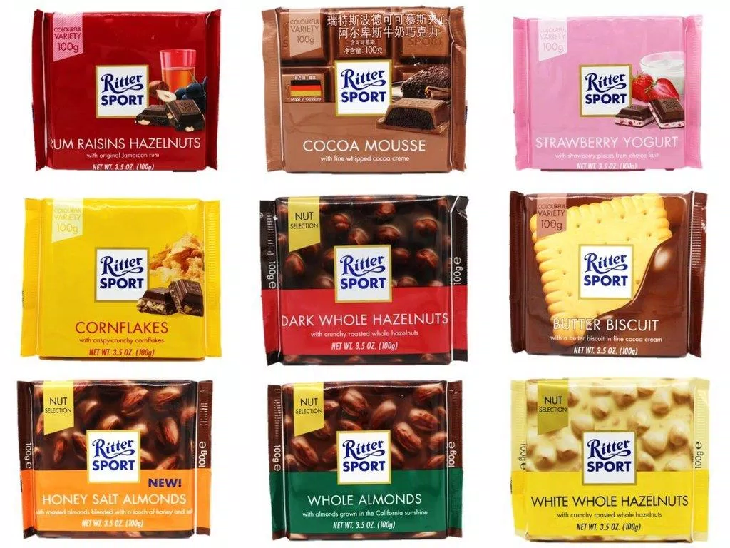 Ritter Sport đã sáng tạo ra rất nhiều sản phẩm từ sôcôla (Ảnh: Internet).