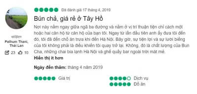 Đánh giá của khách hàng về Friends bar and bun cha (Nguồn: BlogAnChoi) Đánh giá của khách hàng về Friends bar and bun cha (Nguồn: BlogAnChoi)