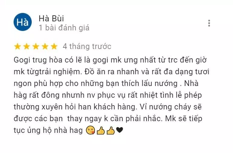 Đánh giá của khách hàng về Gogi House (Nguồn: Internet)