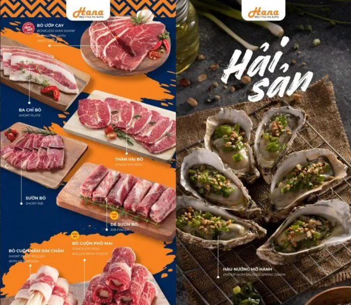 Menu đa dạng của Hana BBQ & Hot Pot Buffet (Ảnh Hana BBQ & Hot Pot Buffet)
