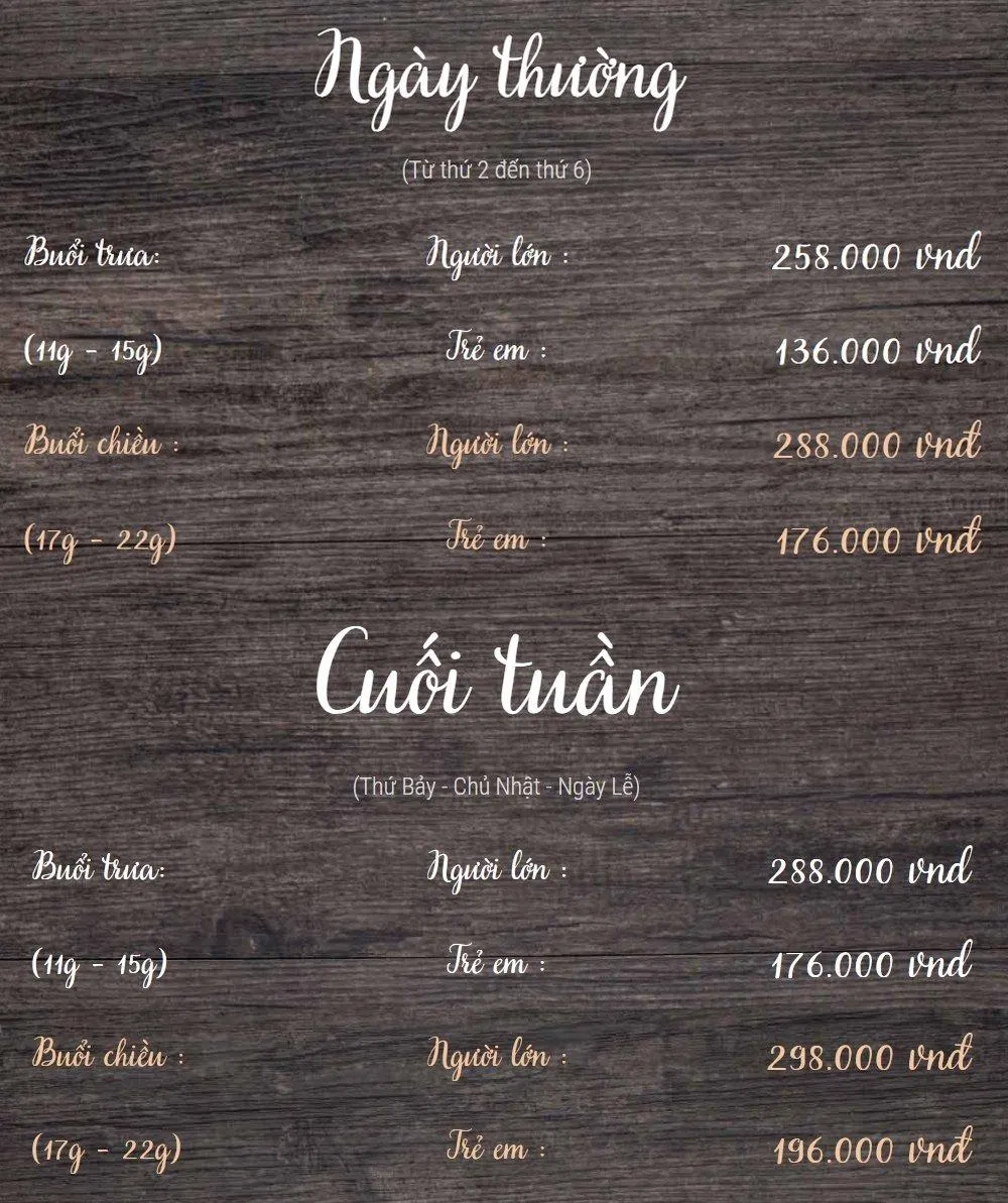 Bảng giá của Hana BBQ & Hot Pot Buffet (Ảnh BlogAnChoi)