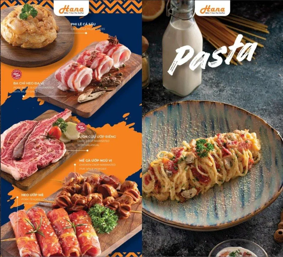 Menu đa dạng của Hana BBQ & Hot Pot Buffet (Ảnh Hana BBQ & Hot Pot Buffet)