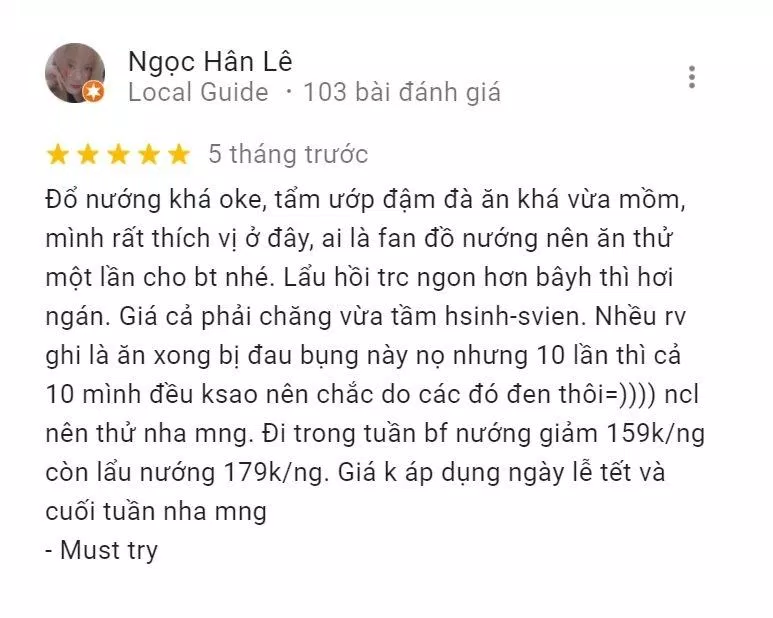 Đánh giá của khách hàng về Jlegu Korean BBQ (Nguồn: Internet)