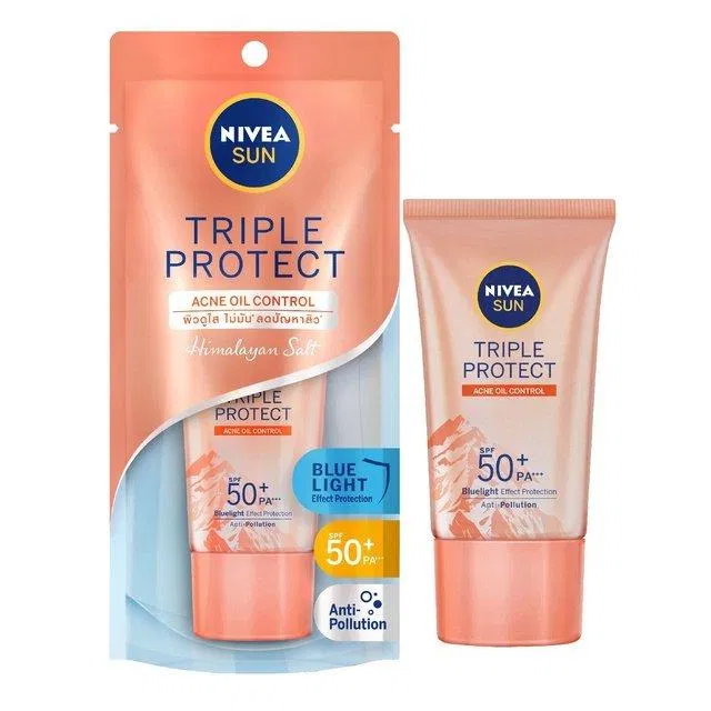 Kem chống nắng Nivea Sun Triple Protect Acne Oil có khả năng kiềm dầu, trị mụn cho da ( Nguồn: internet)