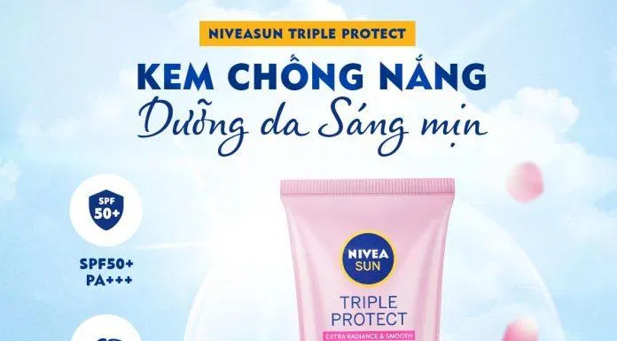 Kem chống nắng Nivea Sun Triple Protect Extra Radiance And Smooth tăng cường khả năng chống oxy hóa gấp 36 lần thông thường ( Nguồn: internet)