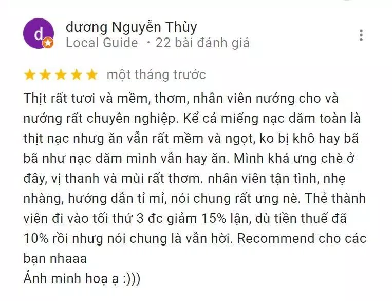 Đánh giá của khách hàng về King BBQ (Nguồn: Internet)