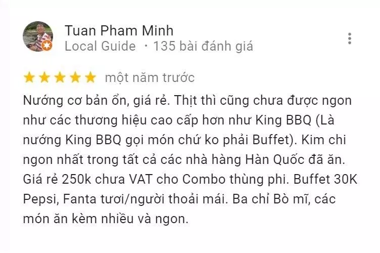 Đánh giá của khách hàng về K-Pub (Nguồn: Internet)