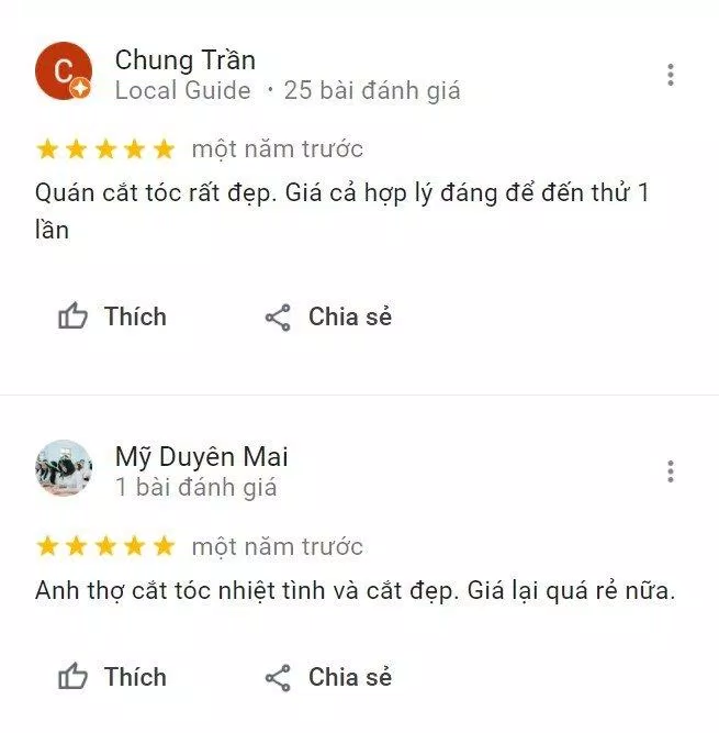 Đánh giá của khách hàng về Lãng Tử Hair Salon trên Google Map (Nguồn: Internet)