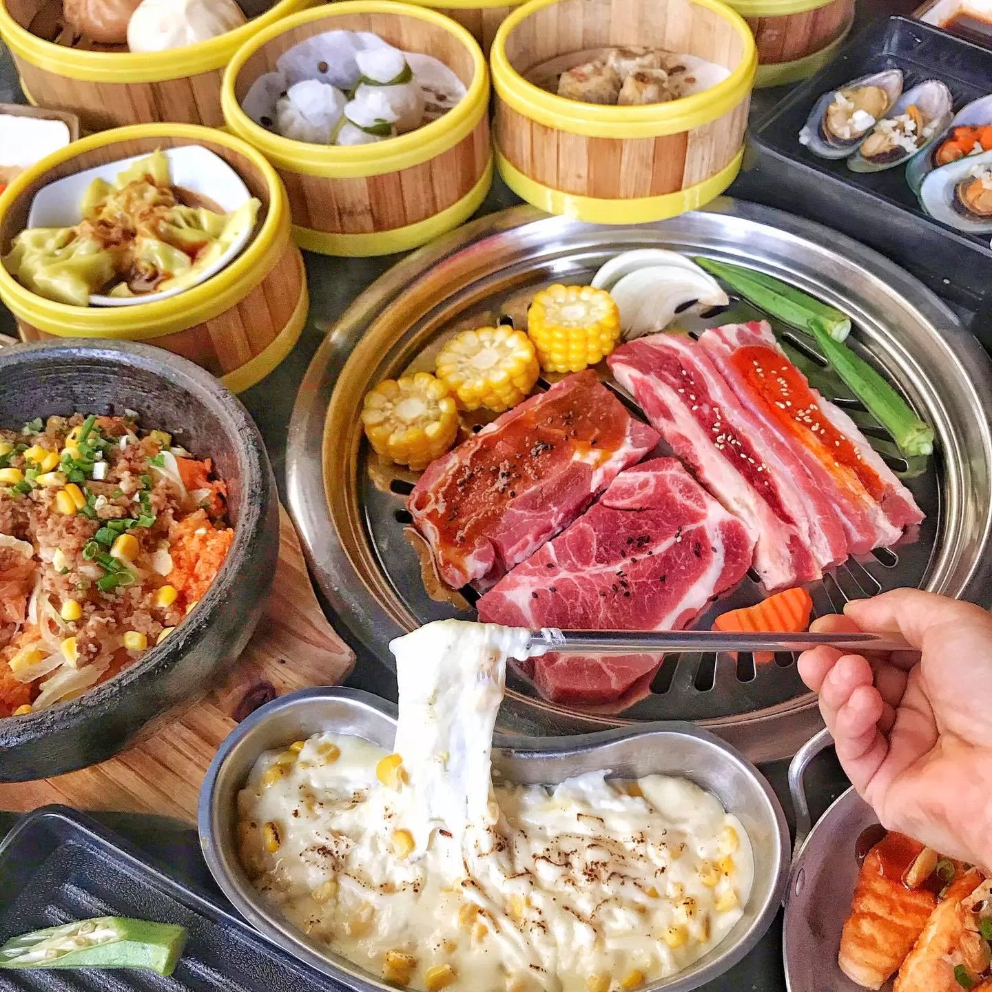 Các món nướng tại Làu Buffet có cả dimsum (Nguồn: Internet)