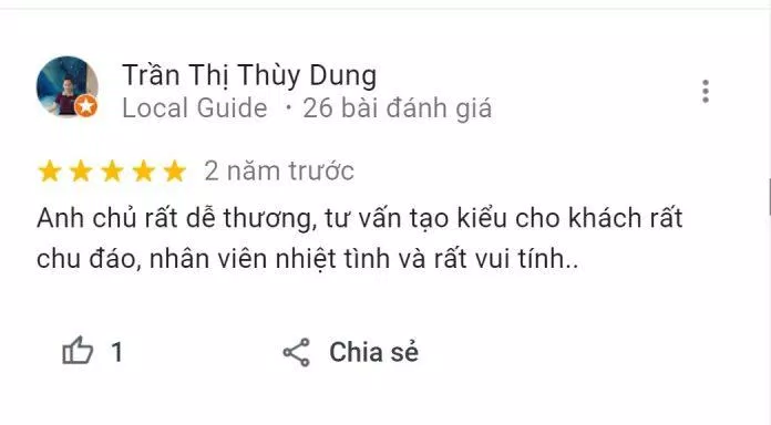 Đánh giá 5* trên Google Maps của chị Trần Thị Thùy Dung (Nguồn: Internet) Đánh giá 5* trên Google Maps của chị Trần Thị Thùy Dung (Nguồn: Internet)