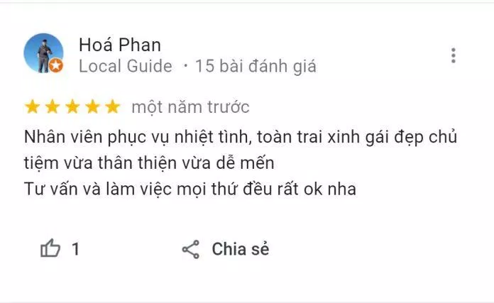 Đánh giá từ khách hàng Hóa Phan trên Google Maps về dịch vụ của Líp Hair Studio (Nguồn: Internet)